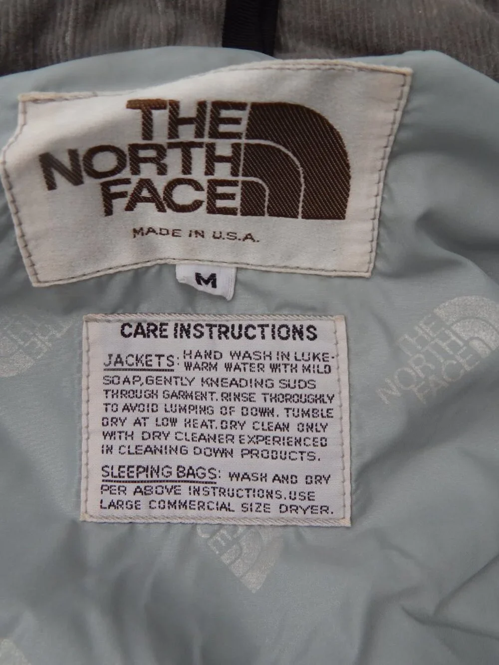 Vintage THE NORTH FACE Brown Label Blue/Tan Vest Goose Down Puffer M USA